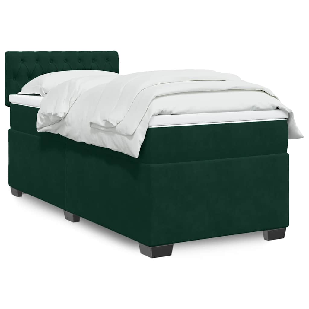 Boxspringbett mit Matratze Dunkelgrün 80x200 cm Samt