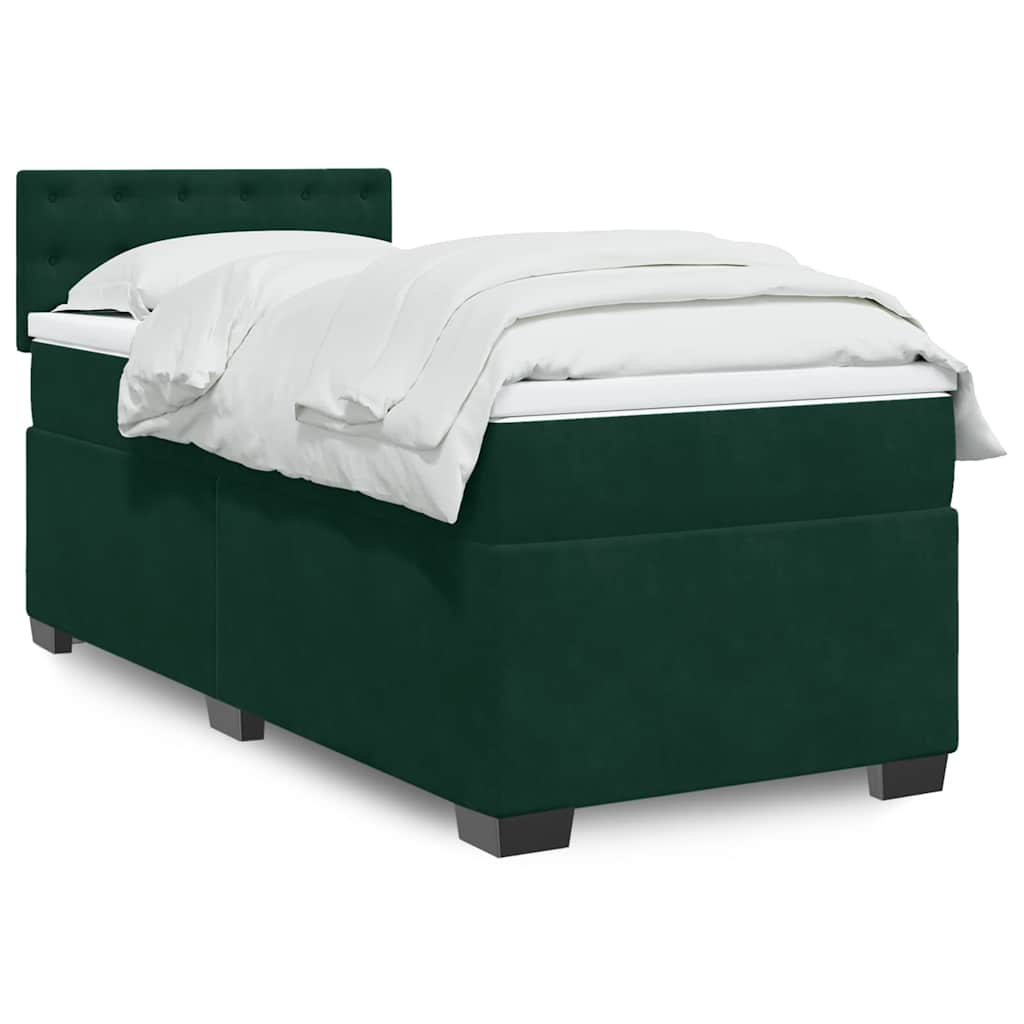 Boxspringbett mit Matratze Dunkelgrün 80x200 cm Samt