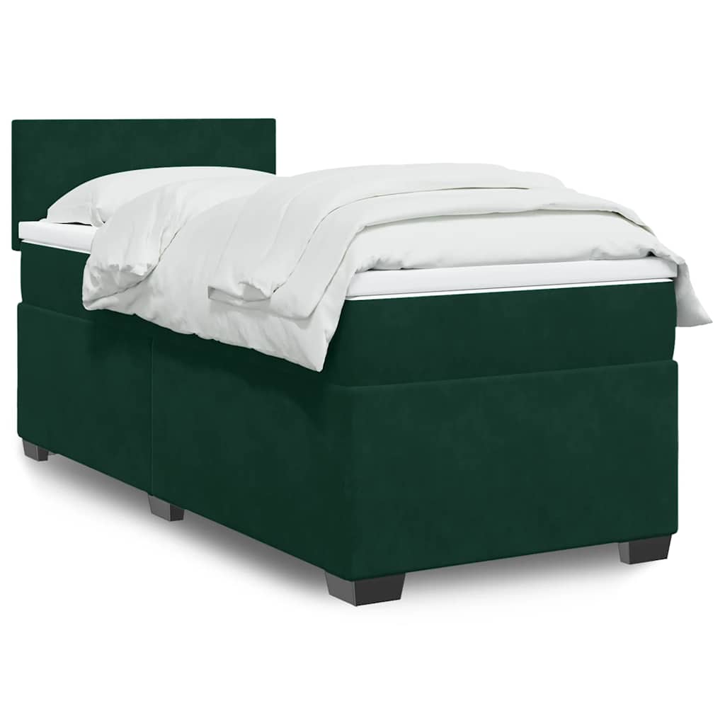 Boxspringbett mit Matratze Dunkelgrün 90x190 cm Samt