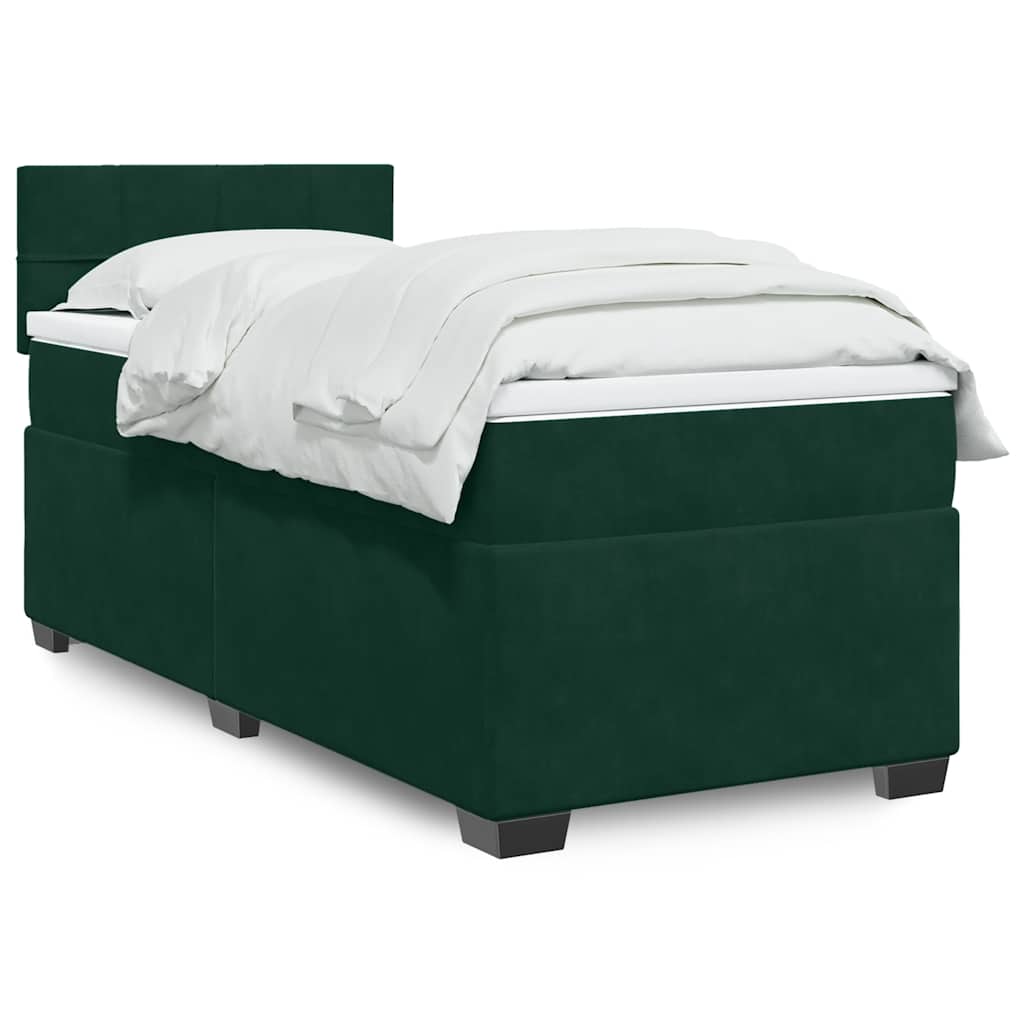 Boxspringbett mit Matratze Dunkelgrün 90x200 cm Samt