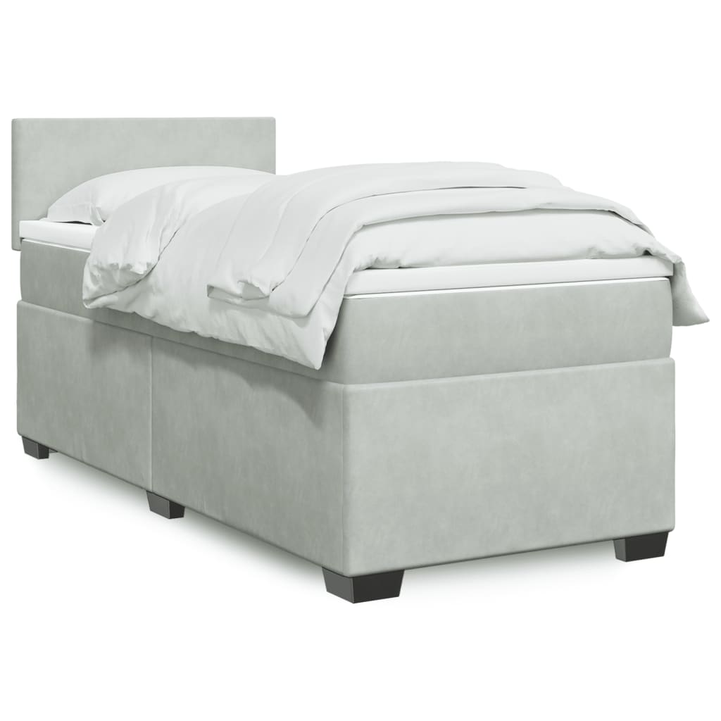 Boxspringbett mit Matratze Hellgrau 100x200 cm Samt