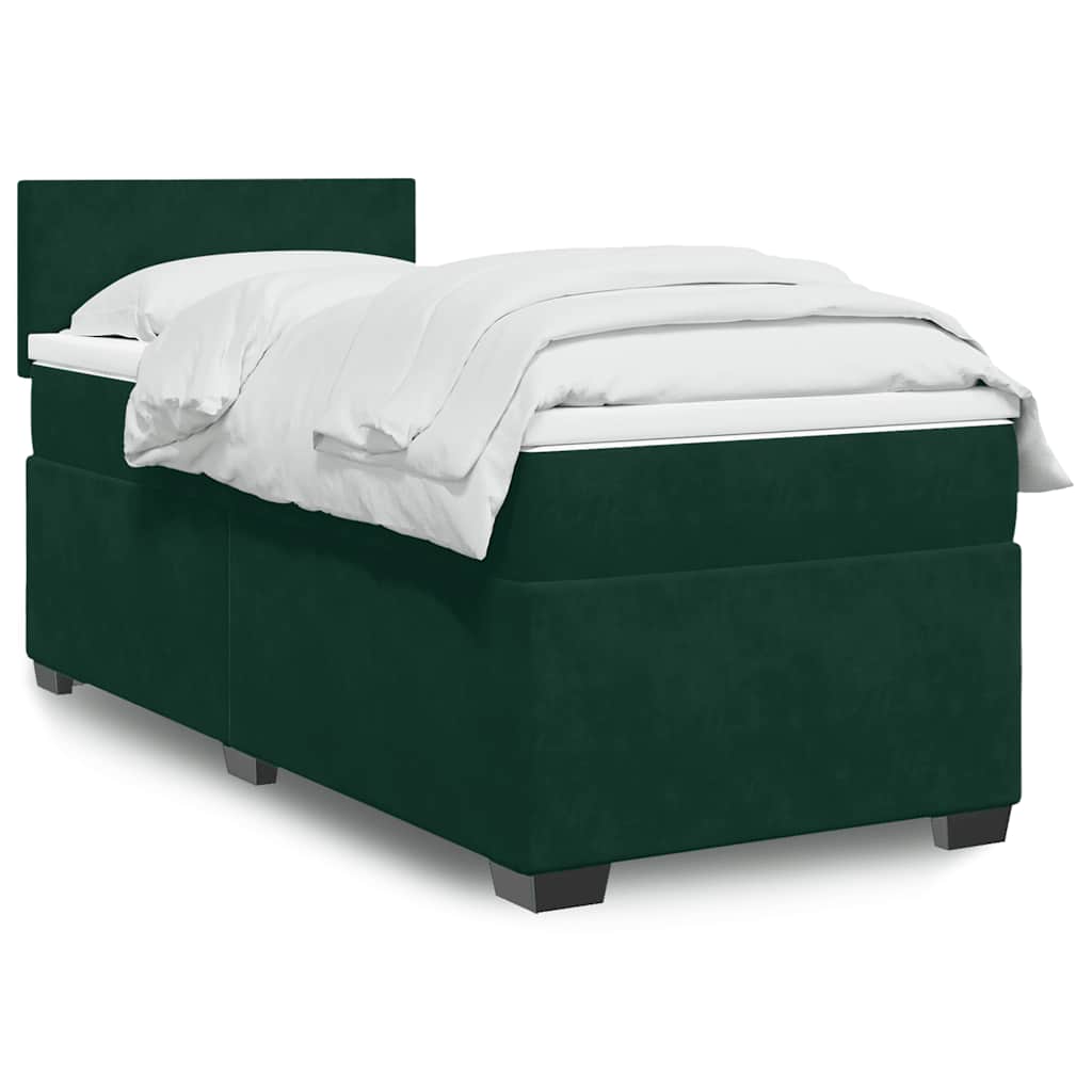 Boxspringbett mit Matratze Dunkelgrün 100x200 cm Samt