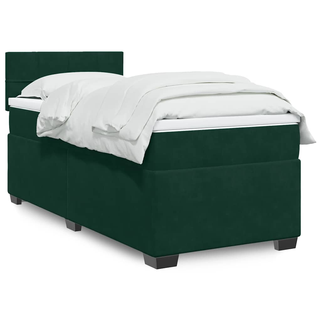 Boxspringbett mit Matratze Dunkelgrün 100x200 cm Samt