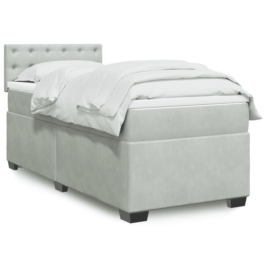 Boxspringbett mit Matratze Hellgrau 100x200 cm Samt