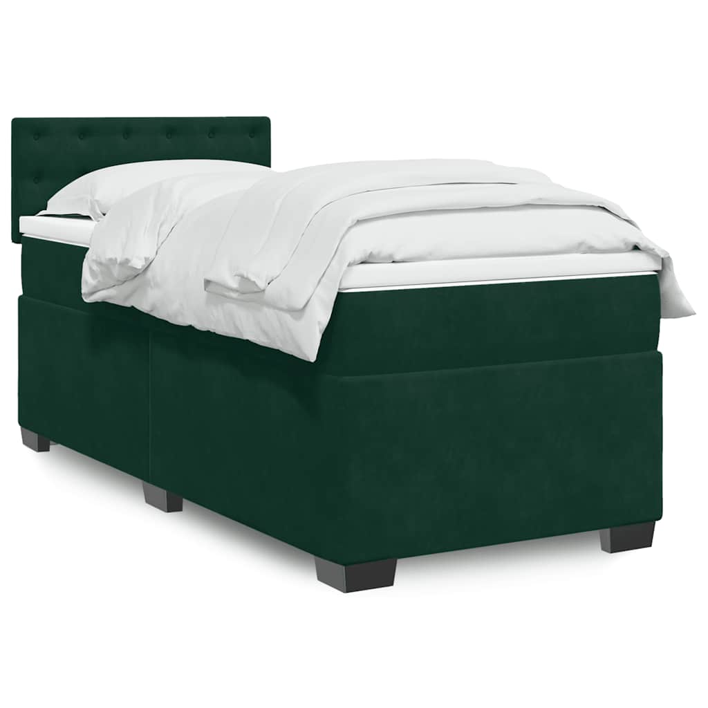 Boxspringbett mit Matratze Dunkelgrün 100x200 cm Samt