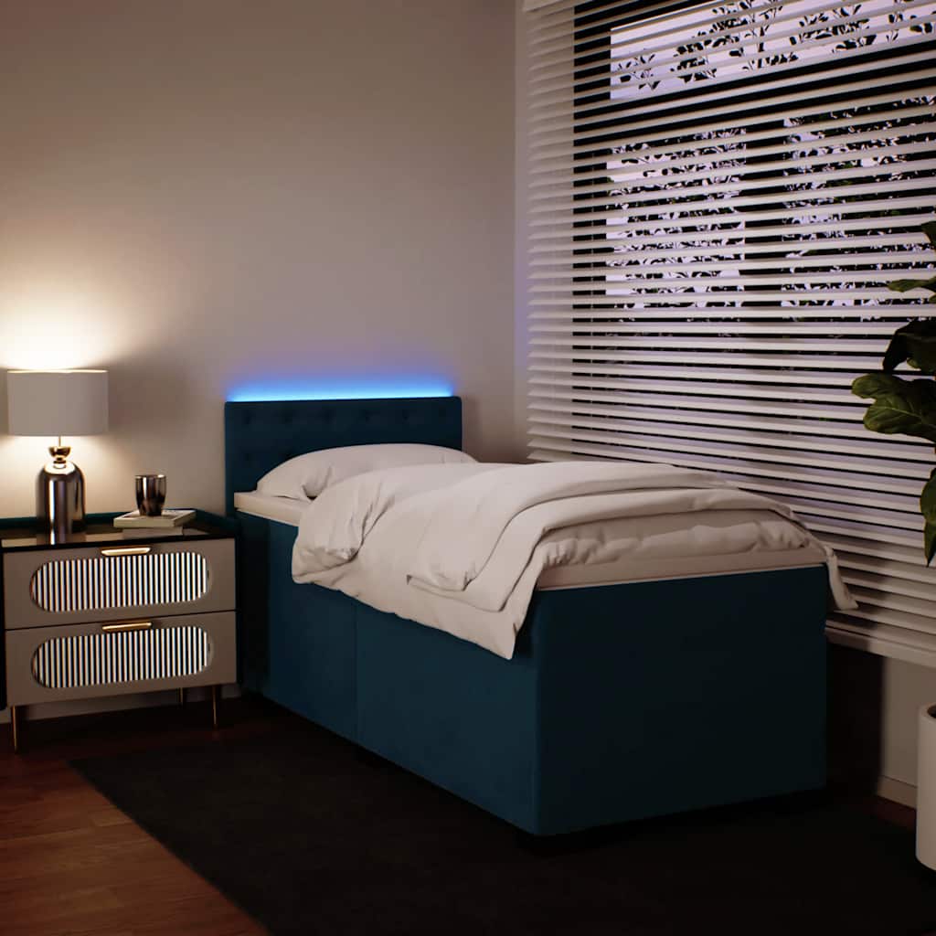 Boxspringbett mit Matratze Blau 100x200 cm Samt