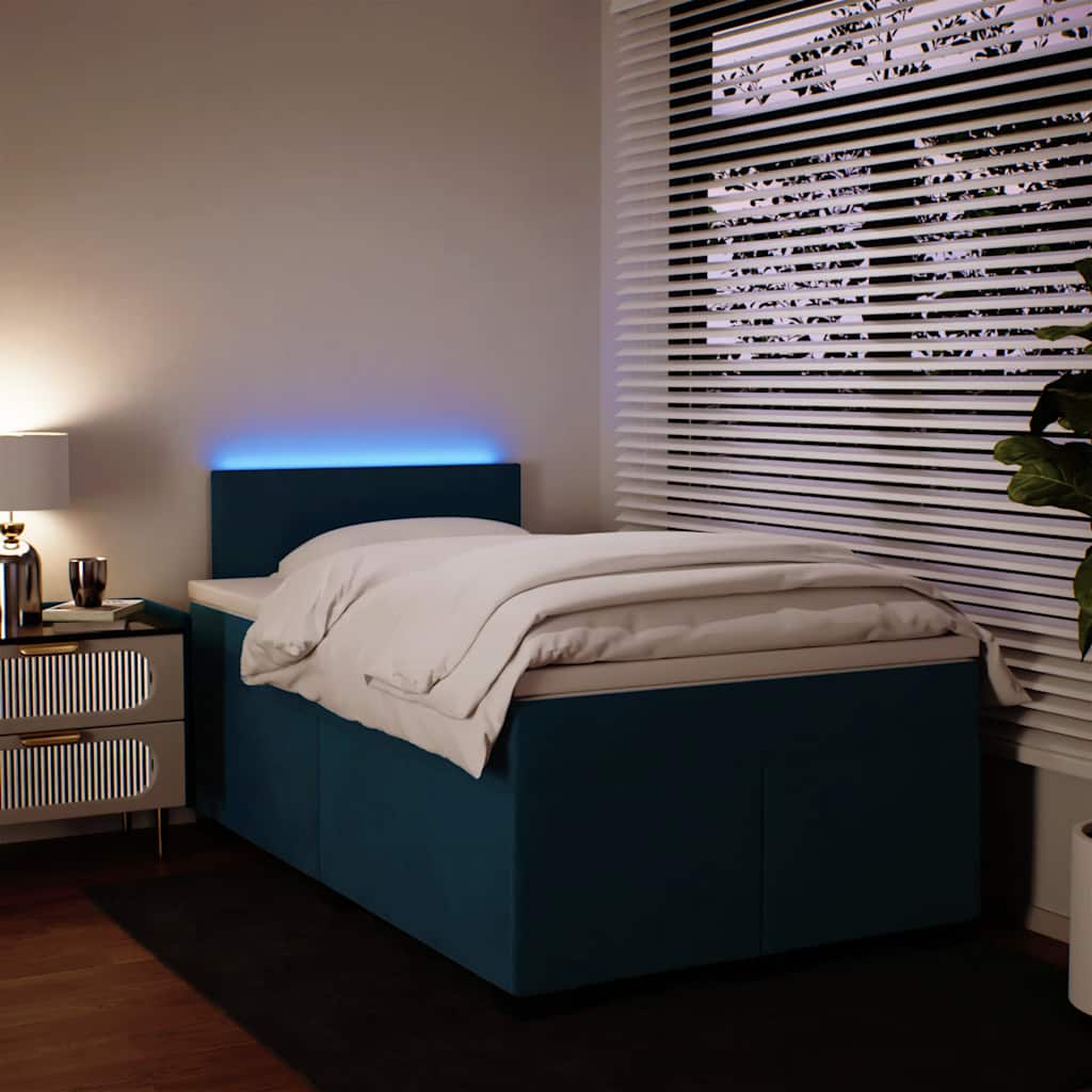 Boxspringbett mit Matratze Blau 120x190 cm Samt