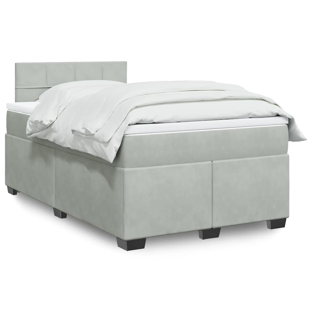 Boxspringbett mit Matratze Hellgrau 120x190 cm Samt