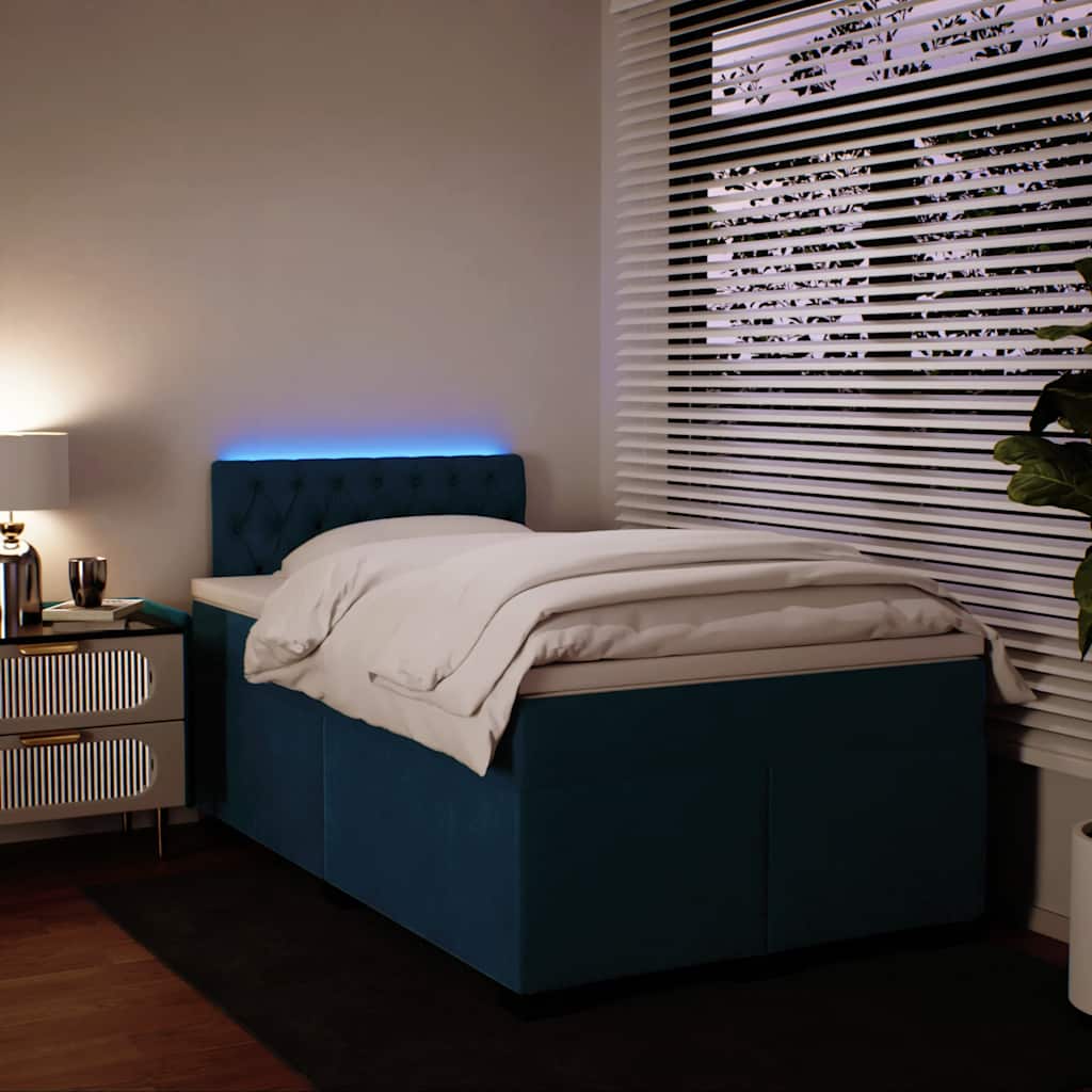 Boxspringbett mit Matratze Blau 120x190 cm Samt