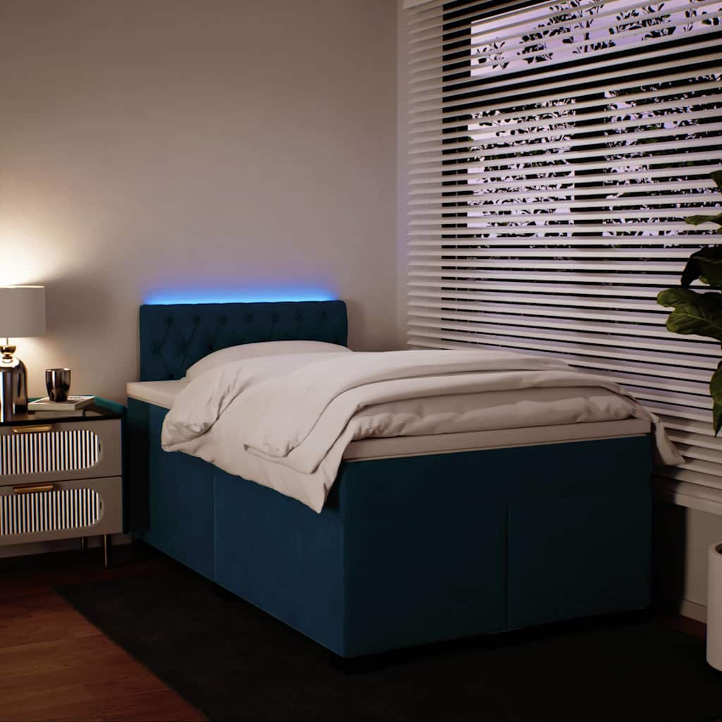 Boxspringbett mit Matratze Blau 120x200 cm Samt