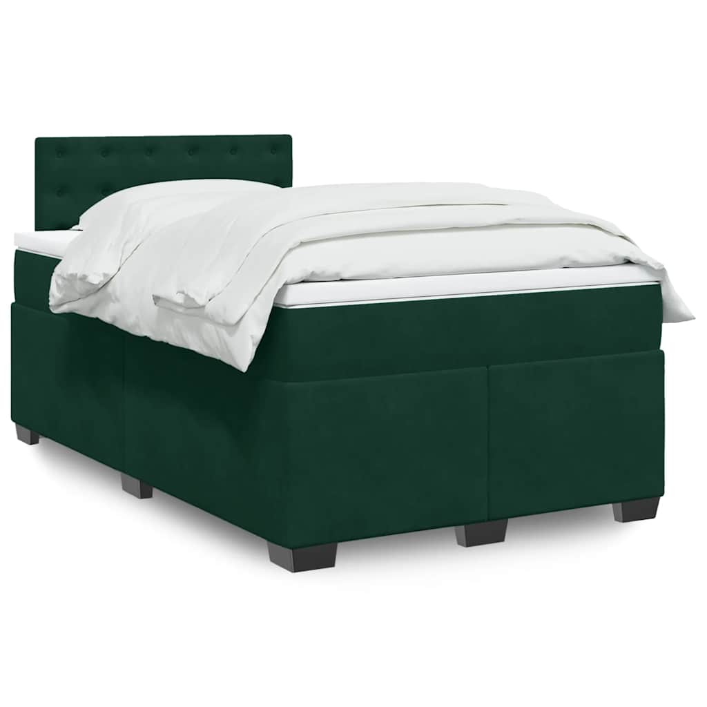 Boxspringbett mit Matratze Dunkelgrün 120x200 cm Samt