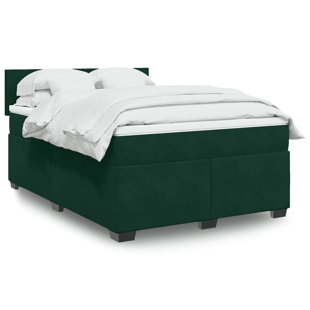 Boxspringbett mit Matratze Dunkelgrün 140x190 cm Samt