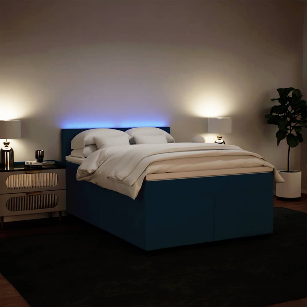 Boxspringbett mit Matratze Blau 140x190 cm Samt