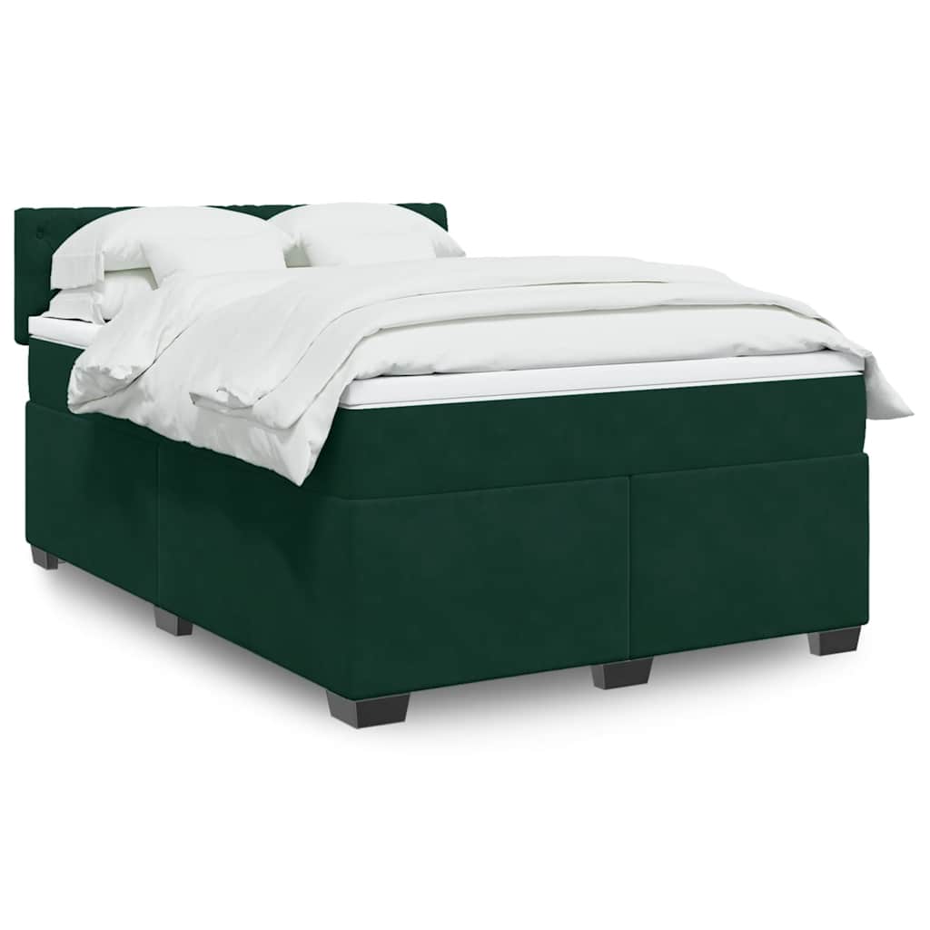 Boxspringbett mit Matratze Dunkelgrün 140x200 cm Samt