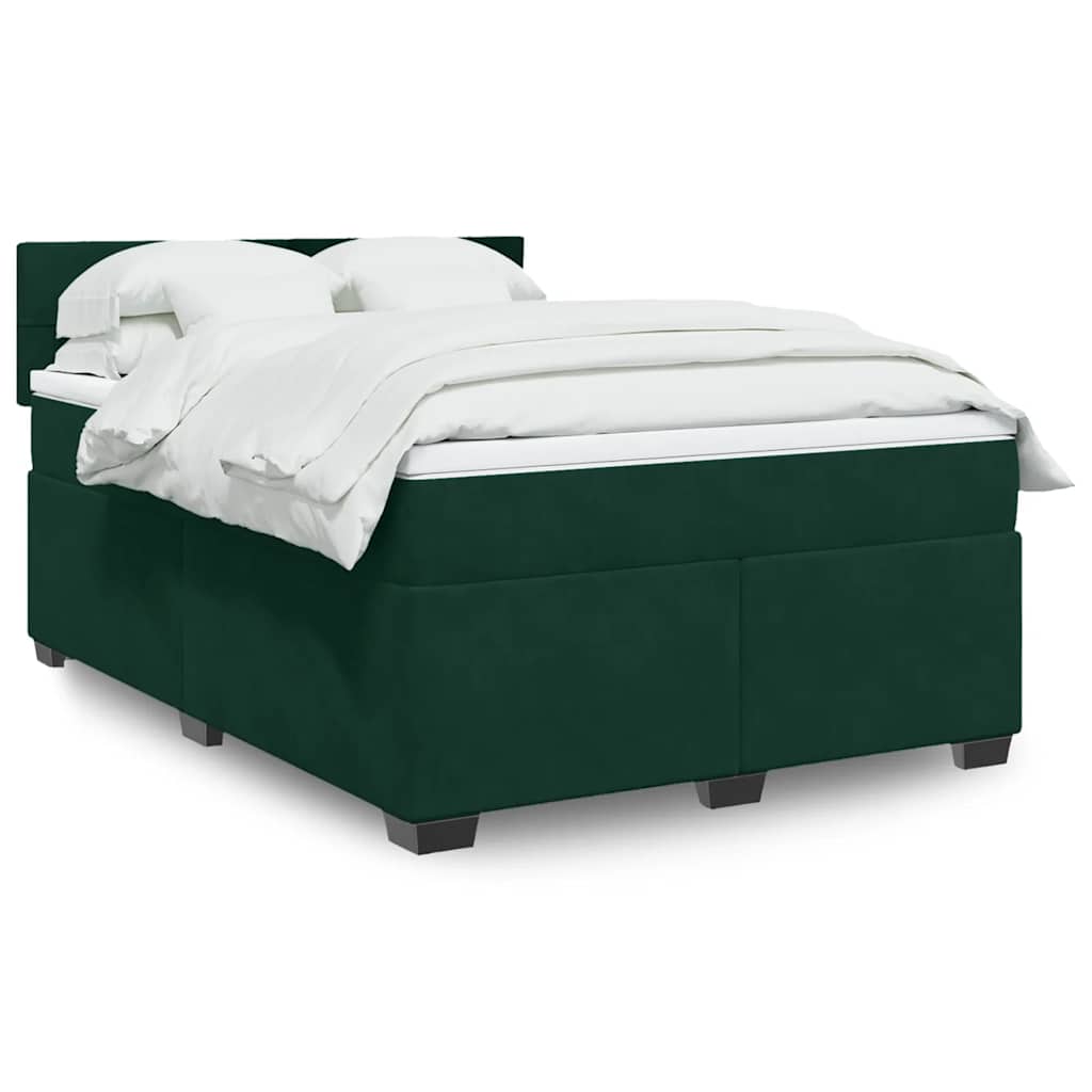 Boxspringbett mit Matratze Dunkelgrün 160x200 cm Samt