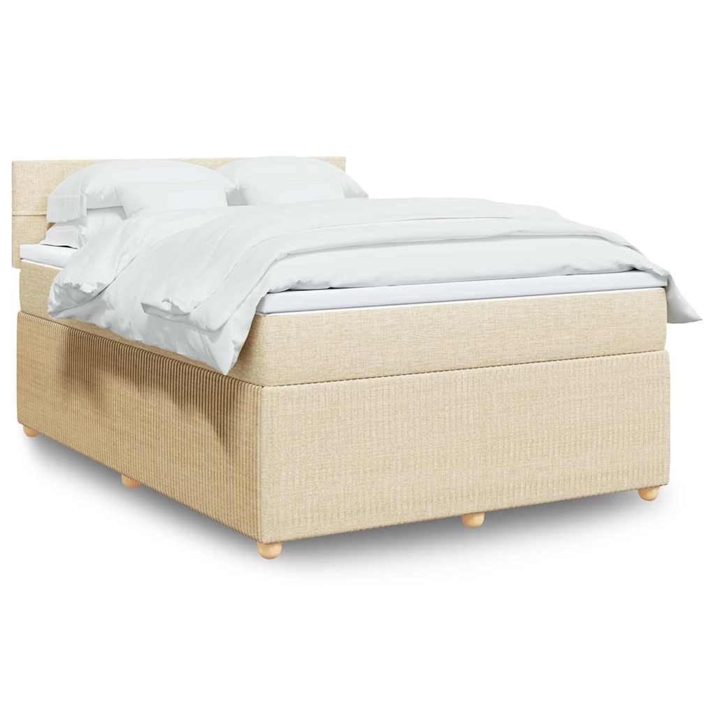 Boxspringbett mit Matratze Creme 140x190 cm Stoff