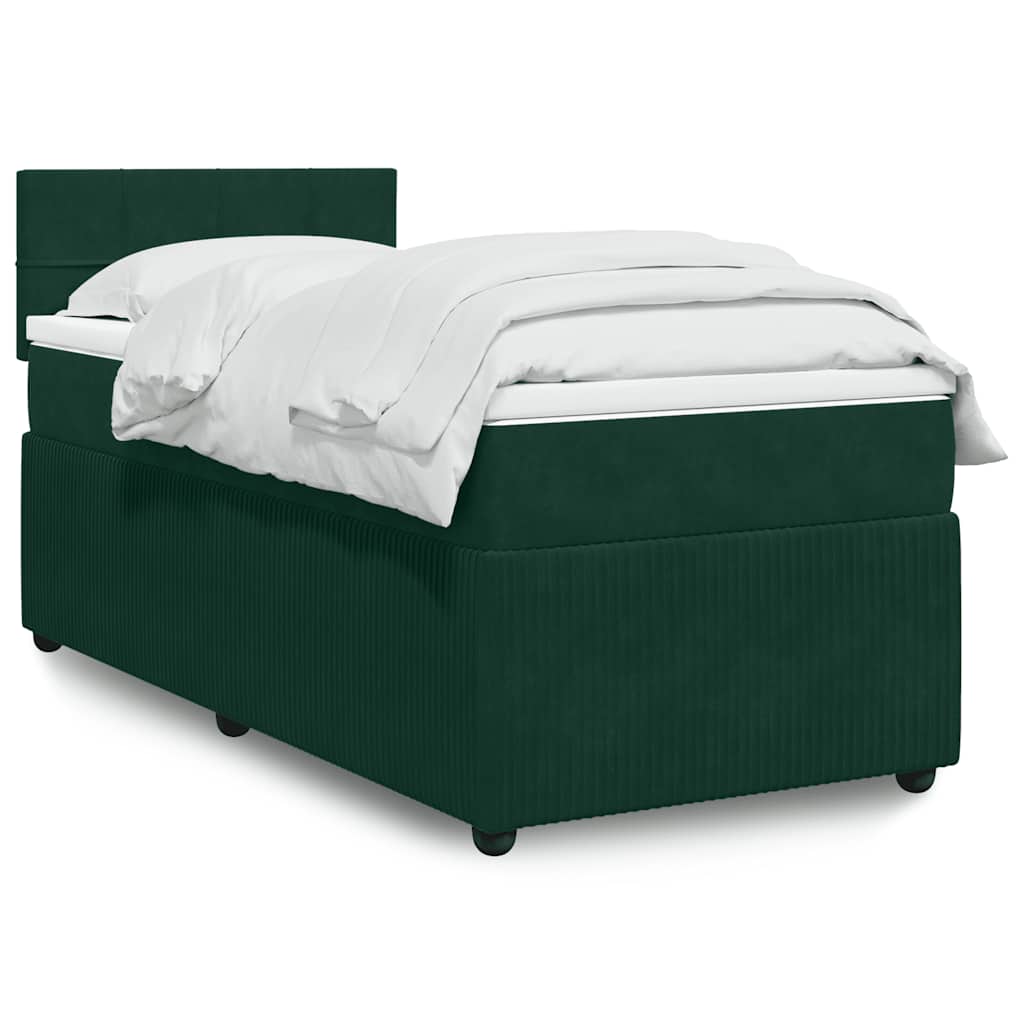 Boxspringbett mit Matratze Dunkelgrün 80x200 cm Samt
