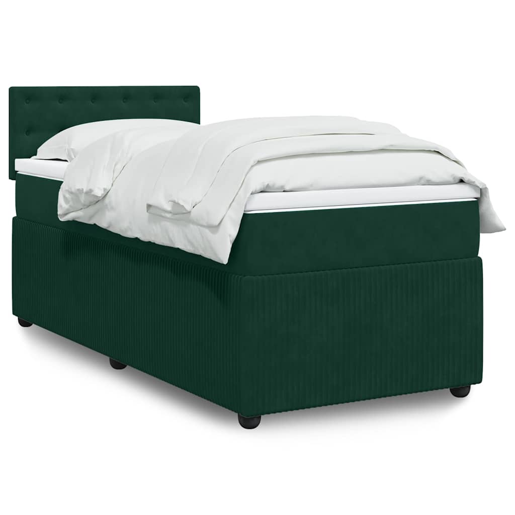 Boxspringbett mit Matratze Dunkelgrün 90x190 cm Samt