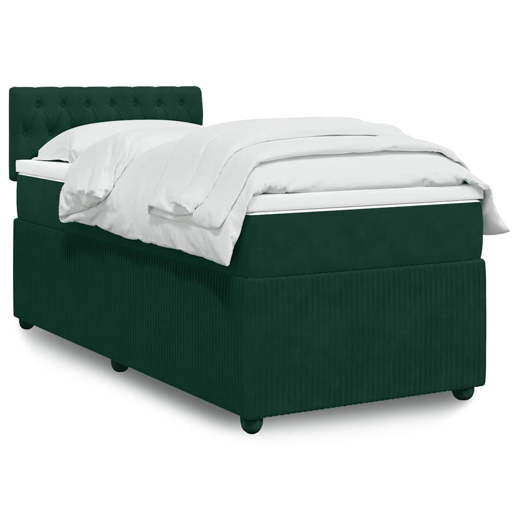 Boxspringbett mit Matratze Dunkelgrün 90x200 cm Samt