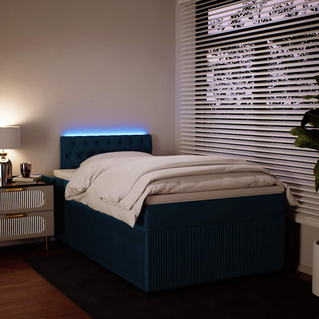 Boxspringbett mit Matratze Blau 120x190 cm Samt