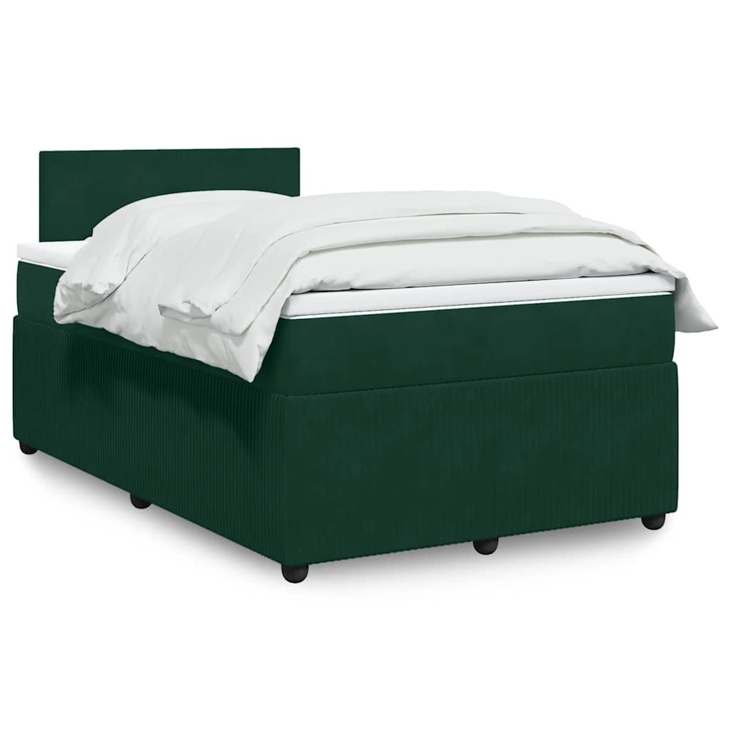 Boxspringbett mit Matratze Dunkelgrün 120x200 cm Samt