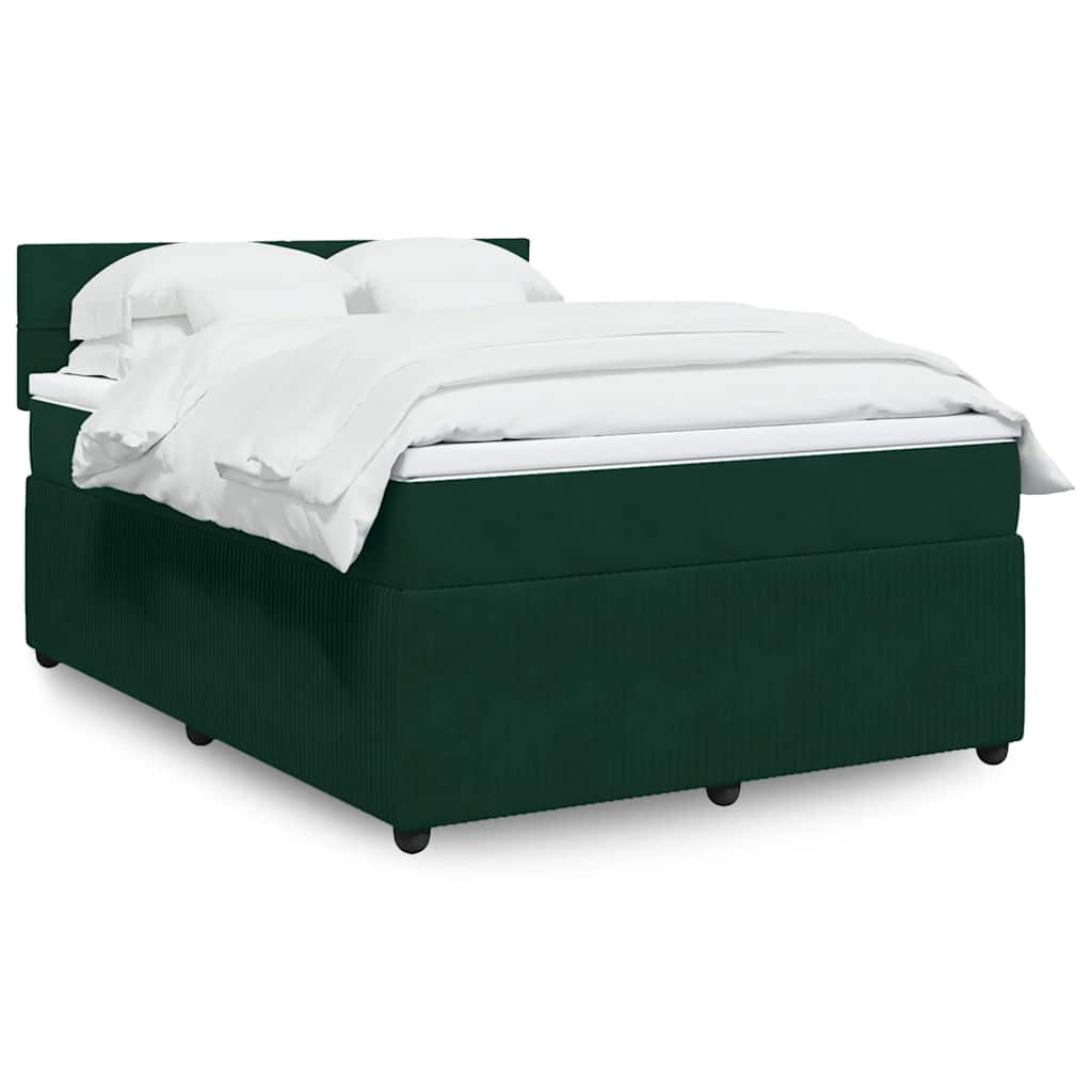 Boxspringbett mit Matratze Dunkelgrün 140x190 cm Samt