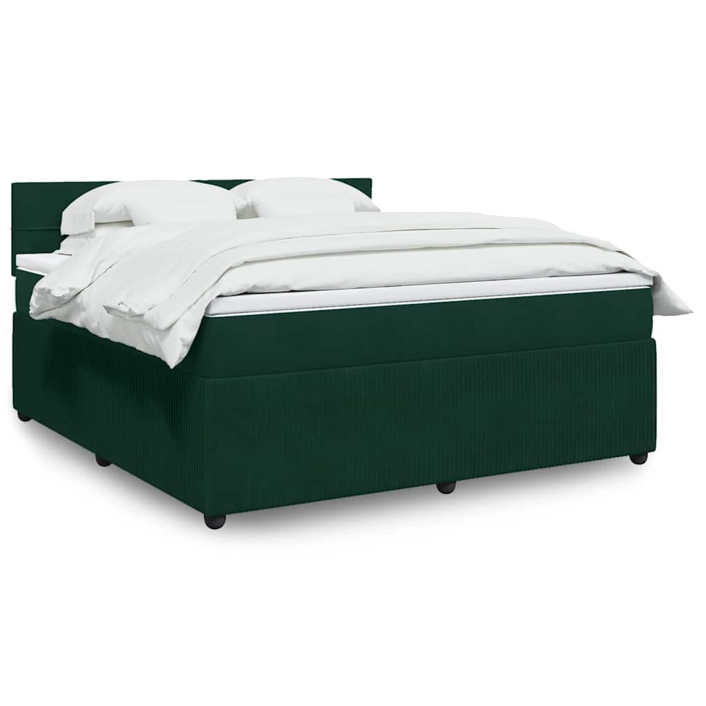Boxspringbett mit Matratze Dunkelgrün 180x200 cm Samt