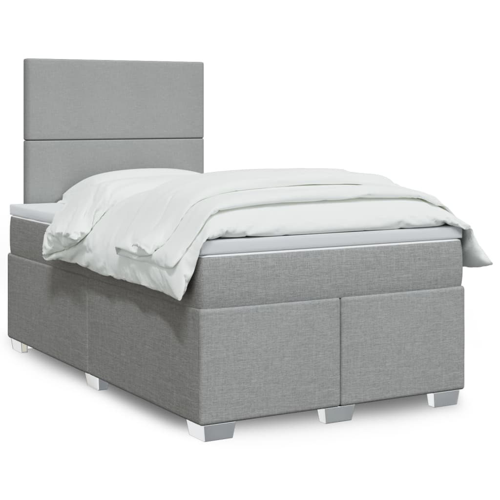 Boxspringbett mit Matratze Hellgrau 120x190 cm Stoff