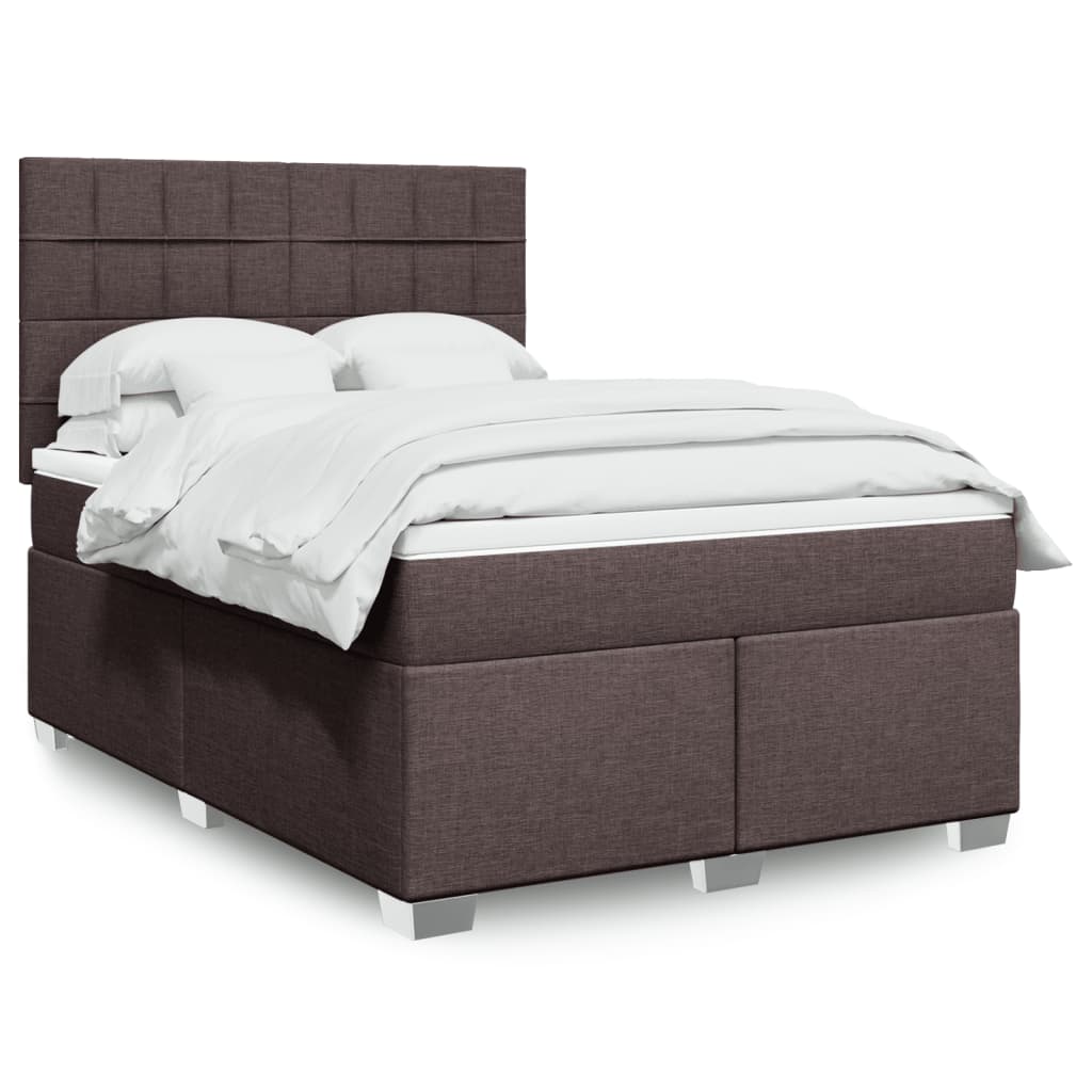 Boxspringbett mit Matratze Dunkelbraun 140x190 cm Stoff