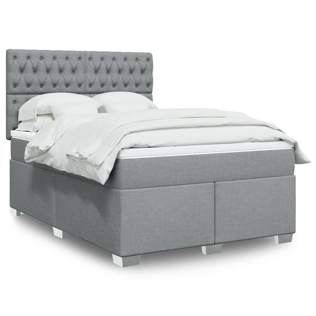 Boxspringbett mit Matratze Hellgrau 140x190 cm Stoff
