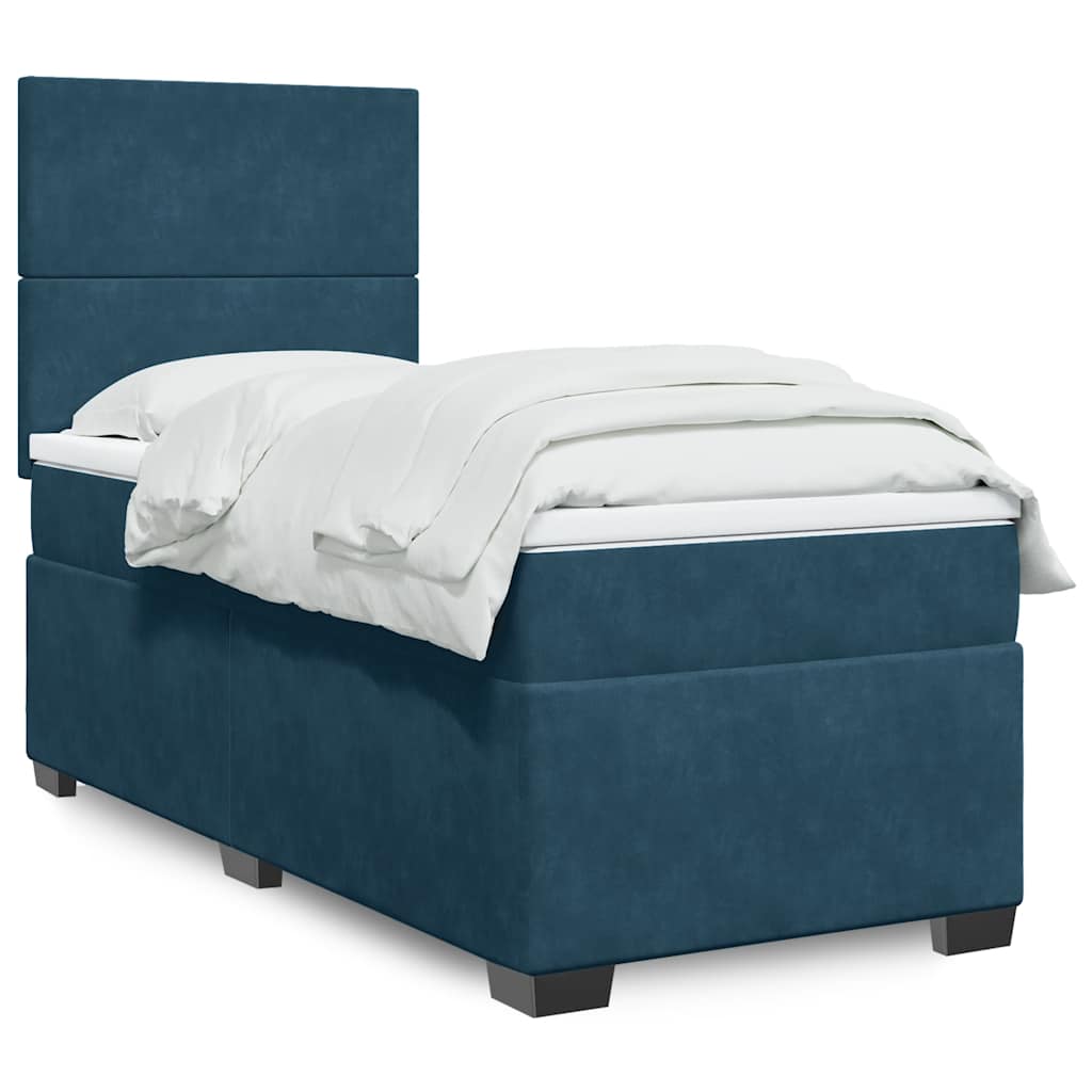 Boxspringbett mit Matratze Blau 80x200 cm Samt