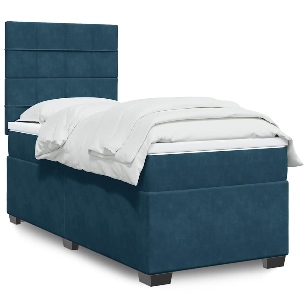 Boxspringbett mit Matratze Blau 100x200 cm Samt