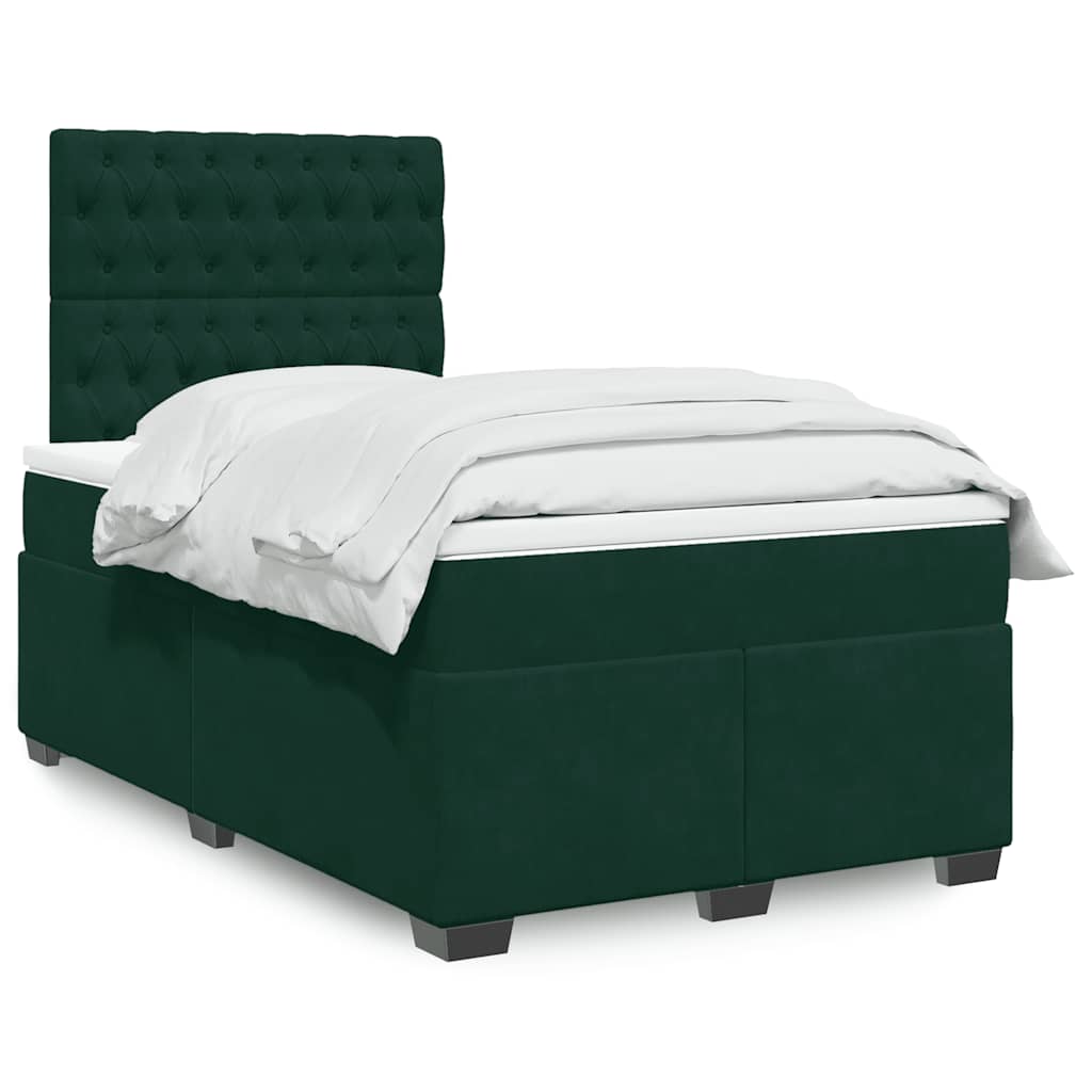 Boxspringbett mit Matratze Dunkelgrün 120x190 cm Samt