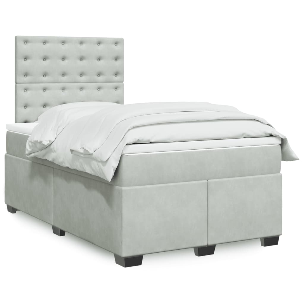 Boxspringbett mit Matratze Hellgrau 120x190 cm Samt