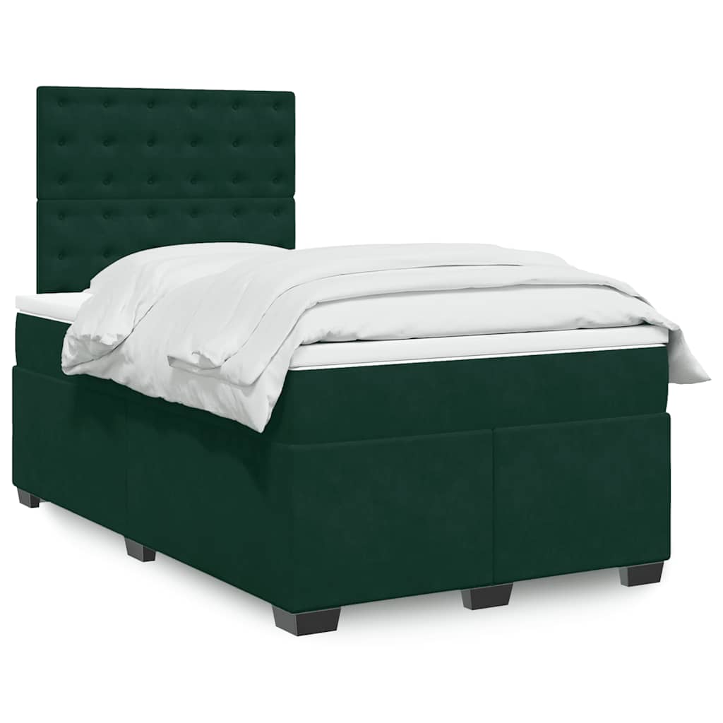 Boxspringbett mit Matratze Dunkelgrün 120x190 cm Samt