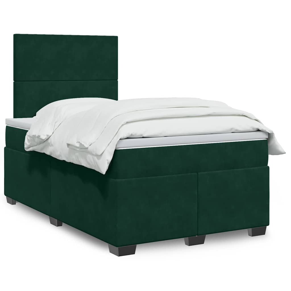 Boxspringbett mit Matratze Dunkelgrün 120x200 cm Samt