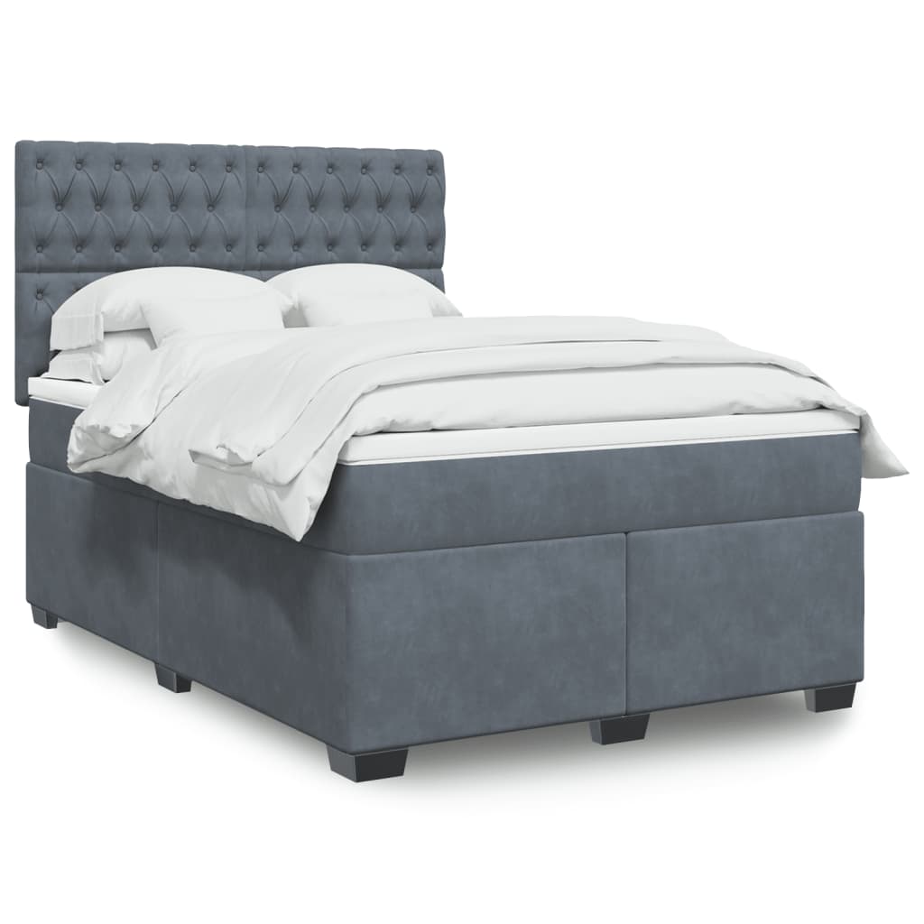 Boxspringbett mit Matratze Dunkelgrau 140x190 cm Samt
