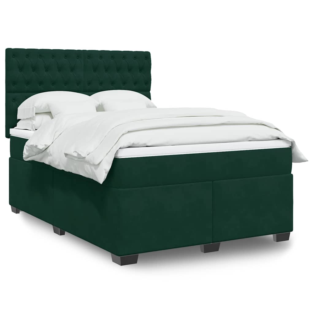 Boxspringbett mit Matratze Dunkelgrün 140x190 cm Samt
