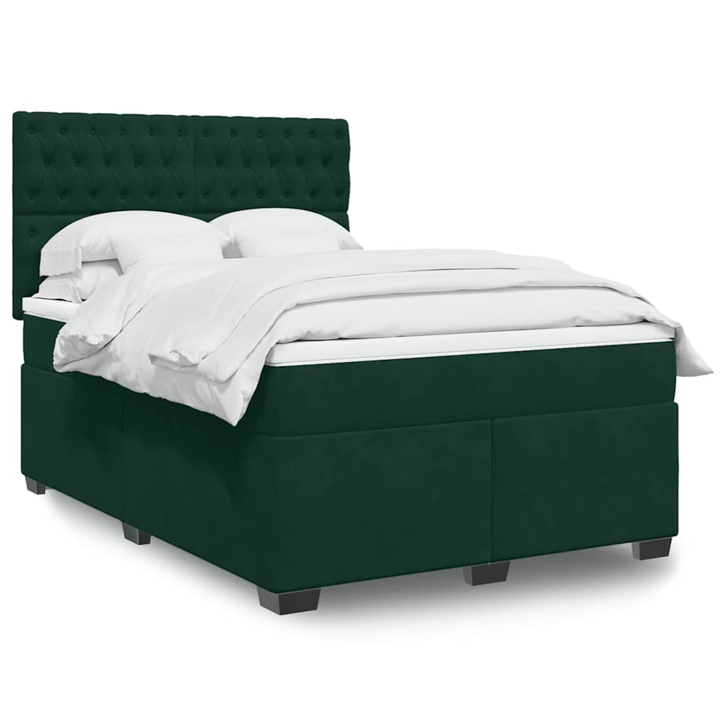 Boxspringbett mit Matratze Dunkelgrün 140x200 cm Samt