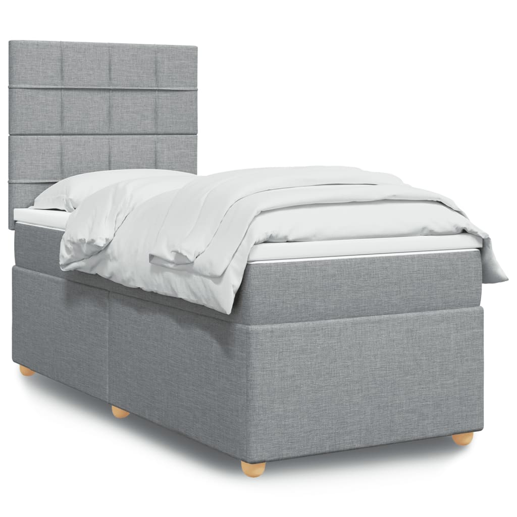 Boxspringbett mit Matratze Hellgrau 80x200 cm Stoff