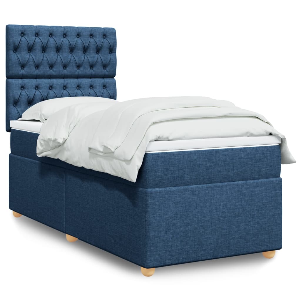Boxspringbett mit Matratze Blau 100x200 cm Stoff