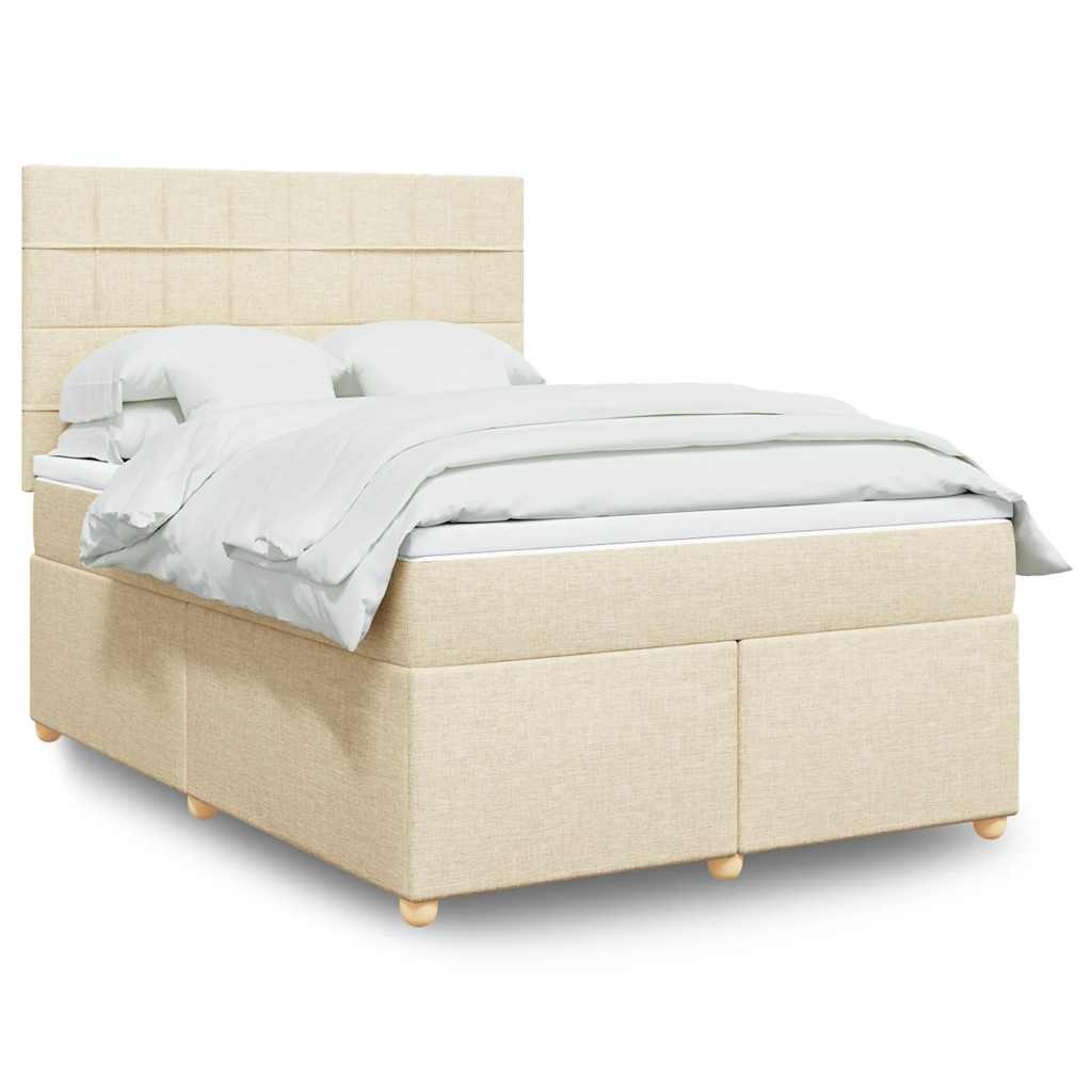 Boxspringbett mit Matratze Creme 140x190 cm Stoff