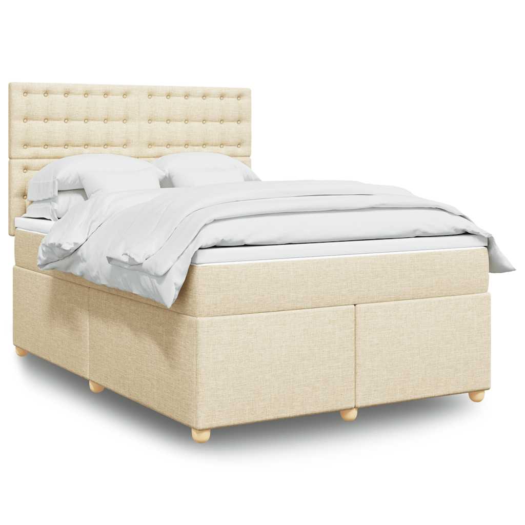 Boxspringbett mit Matratze Creme 140x190 cm Stoff