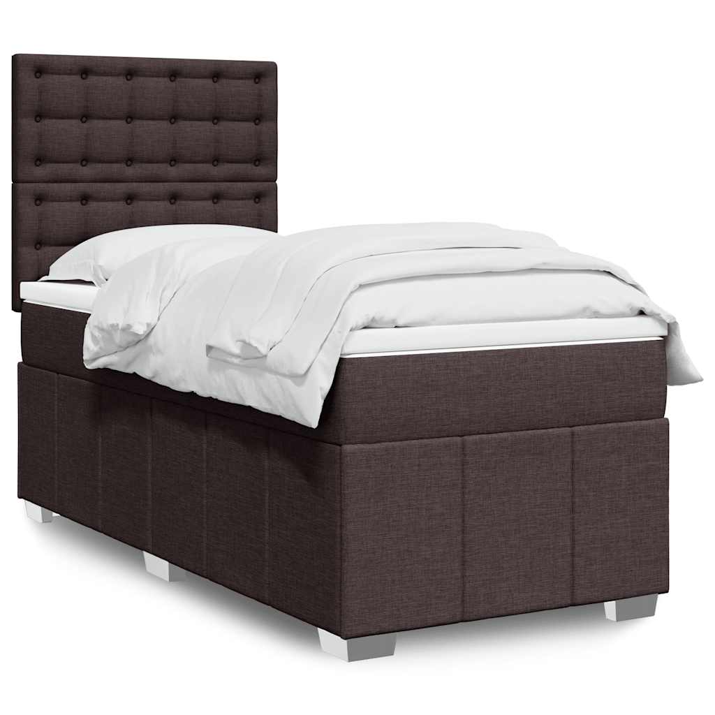 Boxspringbett mit Matratze Dunkelbraun 90x200 cm Stoff