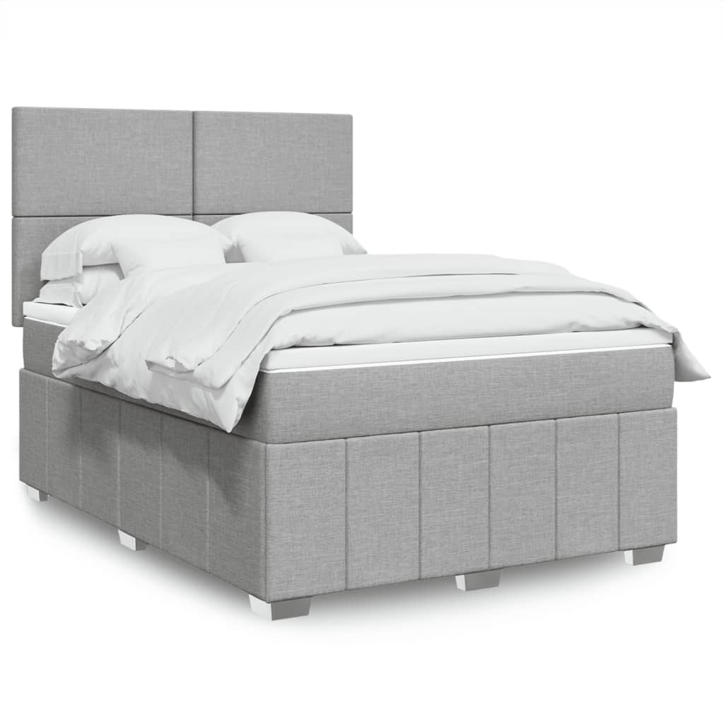 Boxspringbett mit Matratze Hellgrau 140x190 cm Stoff