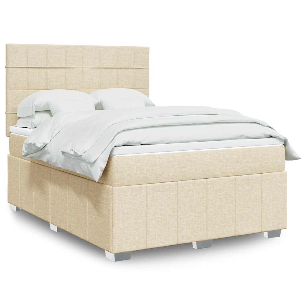 Boxspringbett mit Matratze Creme 140x190 cm Stoff