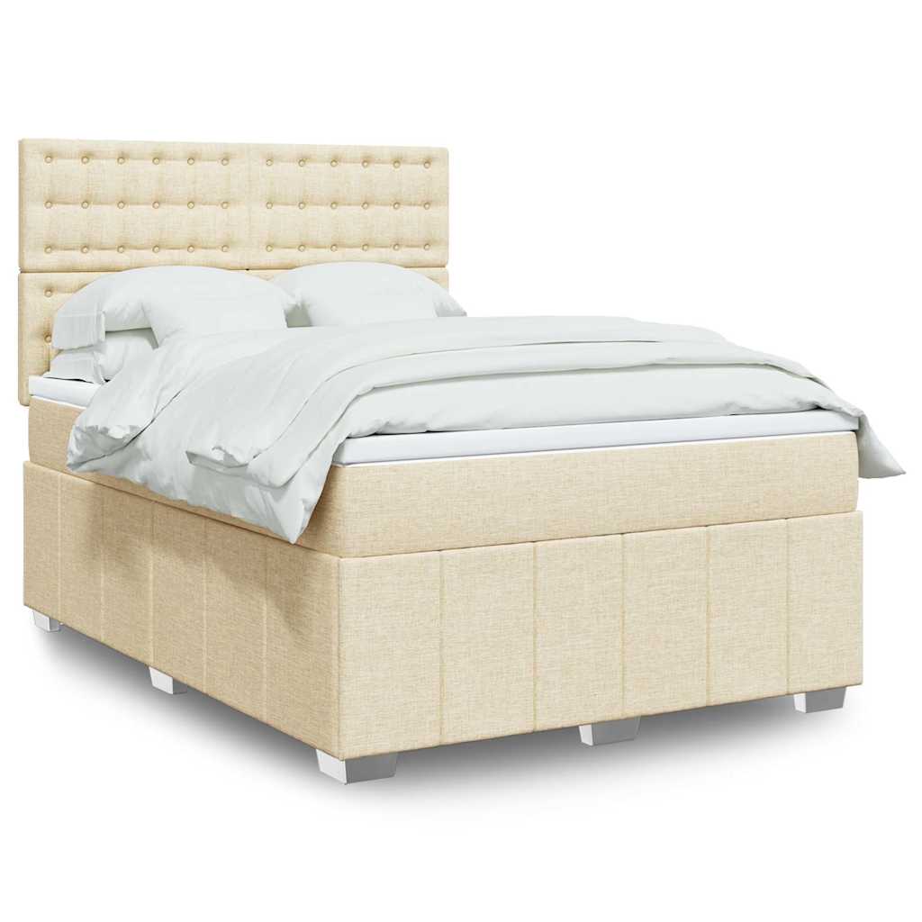 Boxspringbett mit Matratze Creme 140x190 cm Stoff