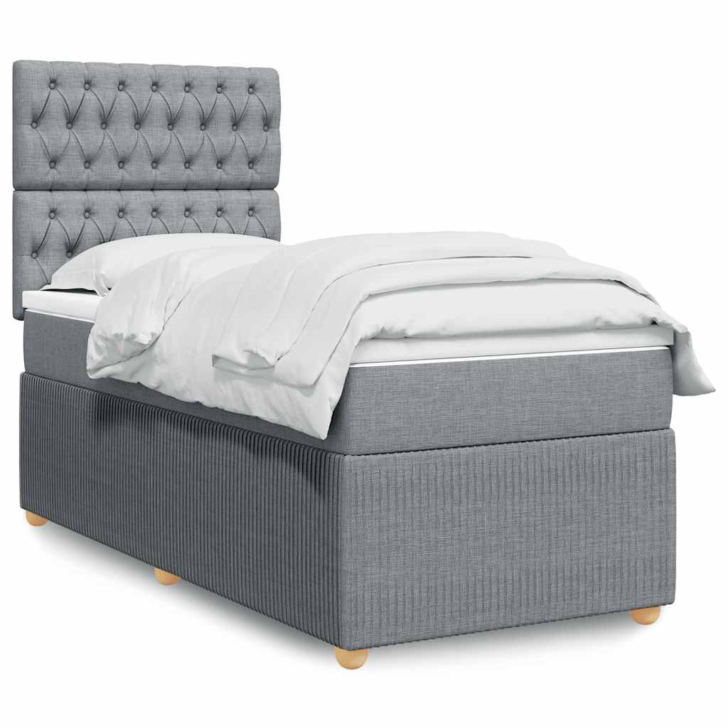 Boxspringbett mit Matratze Hellgrau 80x200 cm Stoff