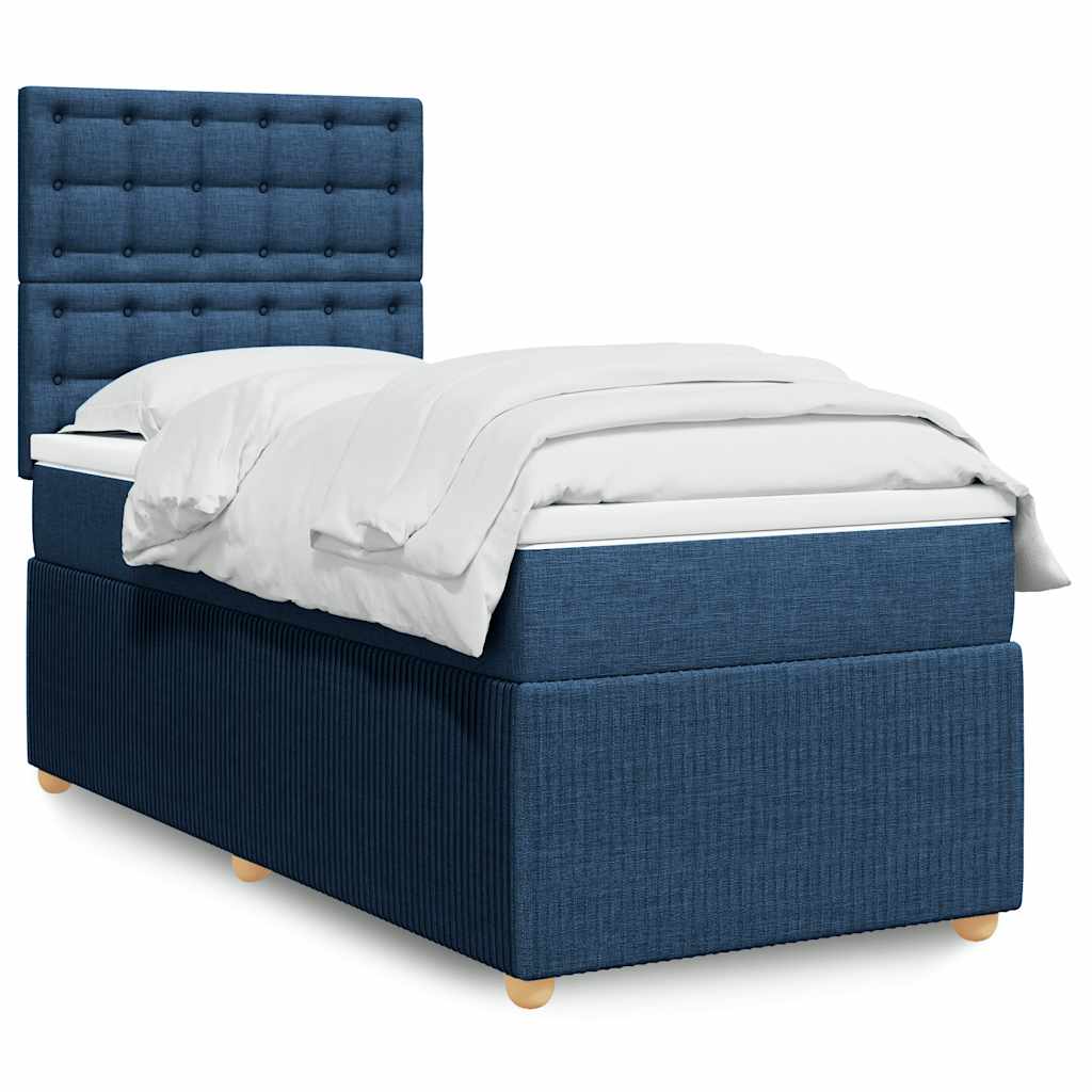Boxspringbett mit Matratze Blau 80x200 cm Stoff