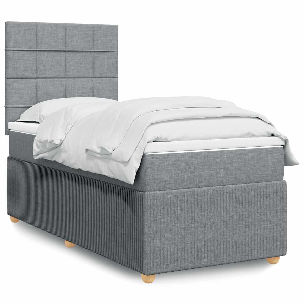 Boxspringbett mit Matratze Hellgrau 90x190 cm Stoff